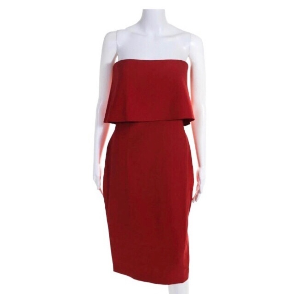 NWT Likely Driggs Dress Size 0 Red Ruffle Sheath